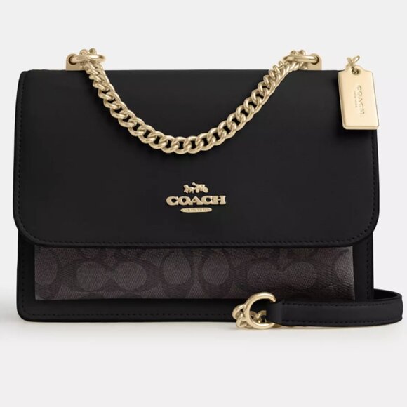 Klare Crossbody Bag In Signature Canvas - Gold/Walnut/Black - Picture 1 of 4